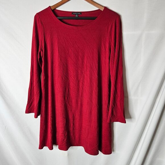 Eileen Fisher Tops - Eileen Fisher Red Viscose Soft Lightweight Tunic‎ Top sz L